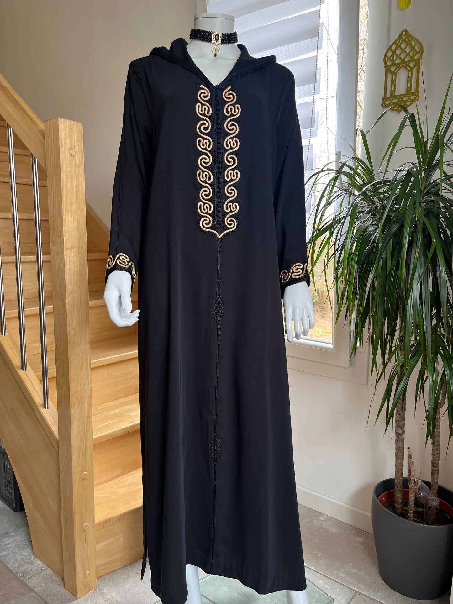 Djellaba Qamar - Noir/Gold