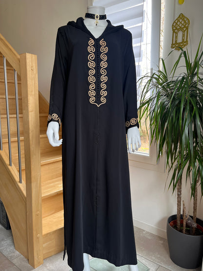 Djellaba Qamar - Noir/Gold