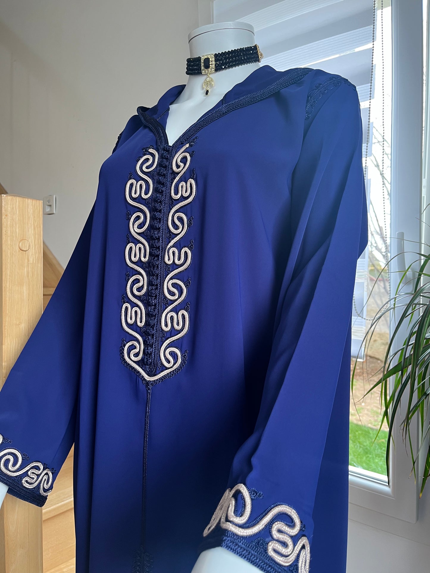 Djellaba Qamar - Bleu/Beige