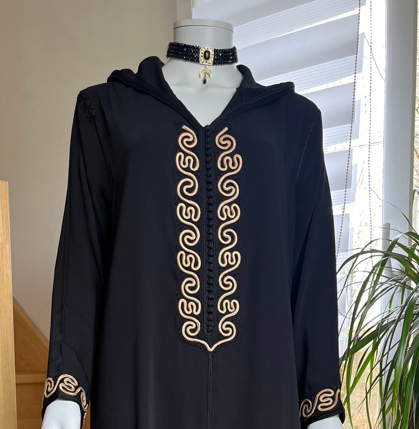 Djellaba Qamar - Noir/Gold